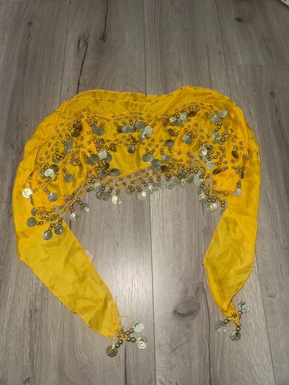 Yellow Coin Fringe Hip Scarf - Women's Dance Accessory